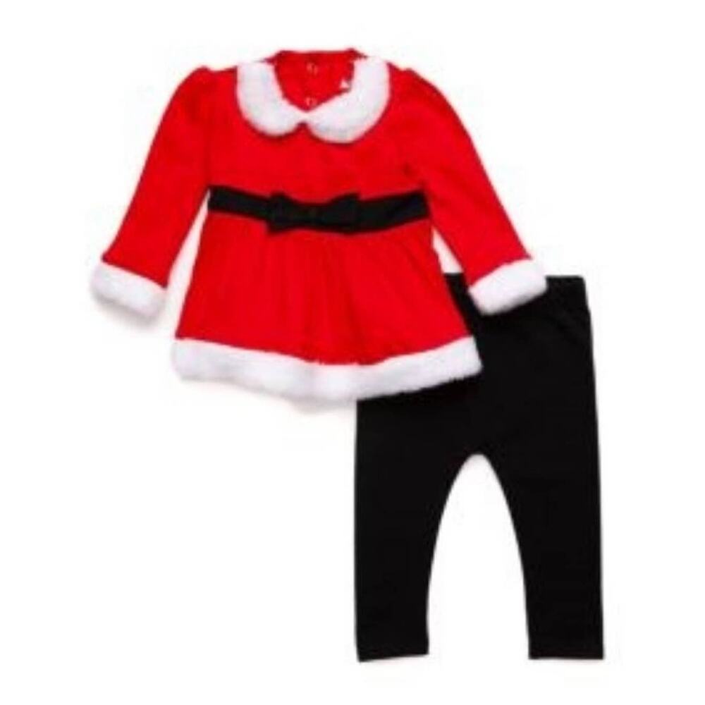 Baby Girl First Christmas Outfit *NWT* Santa 0-3 Month Red/White Faux Fur Santa